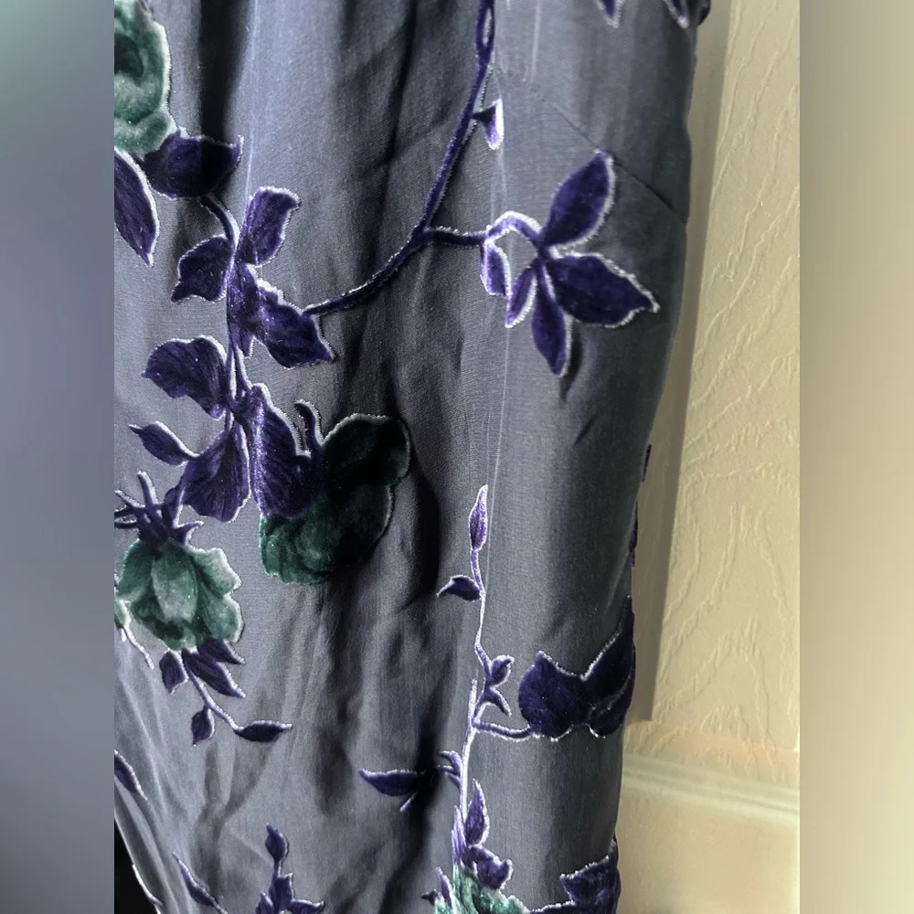 NWT Liz Claiborne Vintage Dark Purple Sheer Floral Shift Dress - 4P
